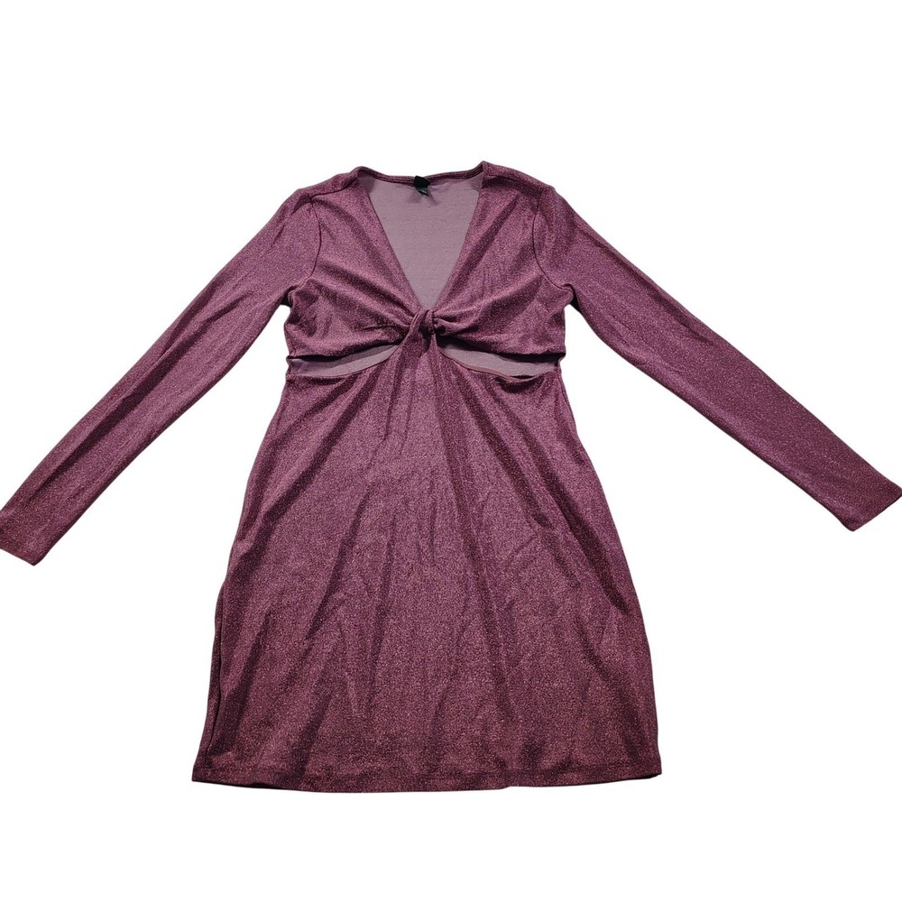 Wild Fable Metallic Pink Long Sleeve Cut Out Twist Front Mini Dress Large